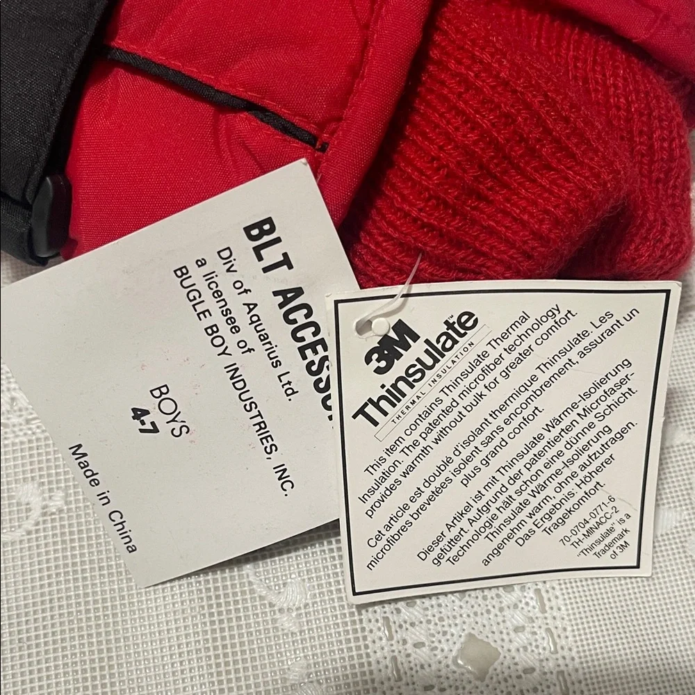 Bugle Boy Red Thermal insulated Kids Mittens Gloves Size 4-7